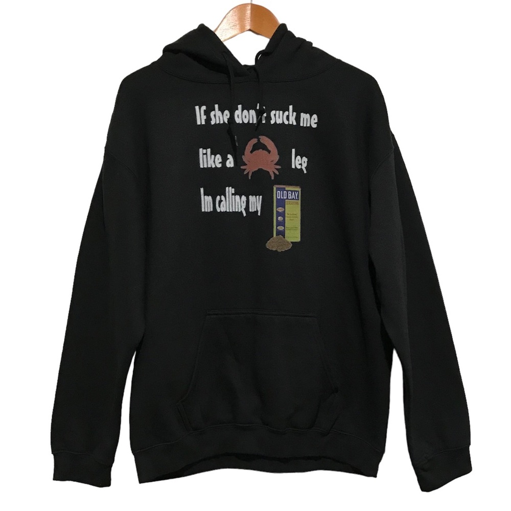 Old Bay Seasoning Graphic Crab Hoodie Fun Humorous Graphic Size Large Streetwear